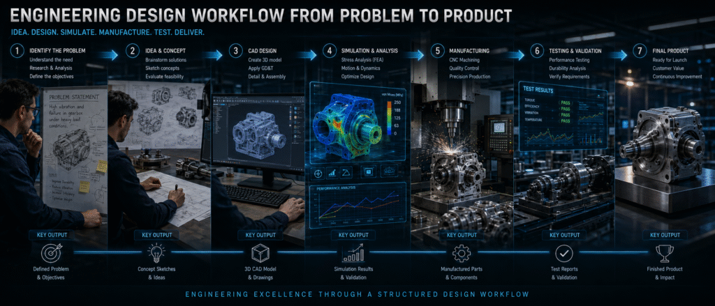 Engineering Design Workflow from Problem to Product