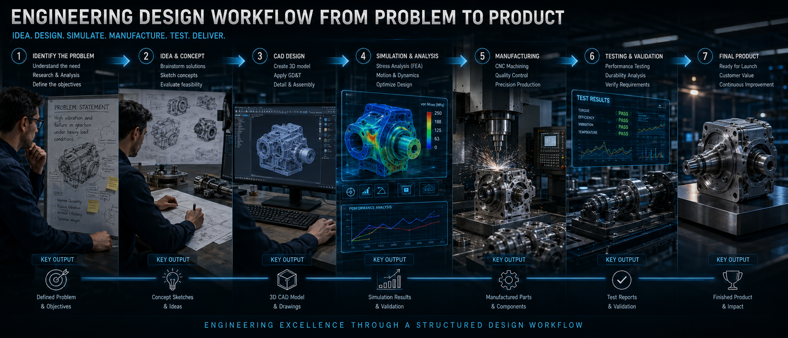 Engineering Design Workflow from Problem to Product