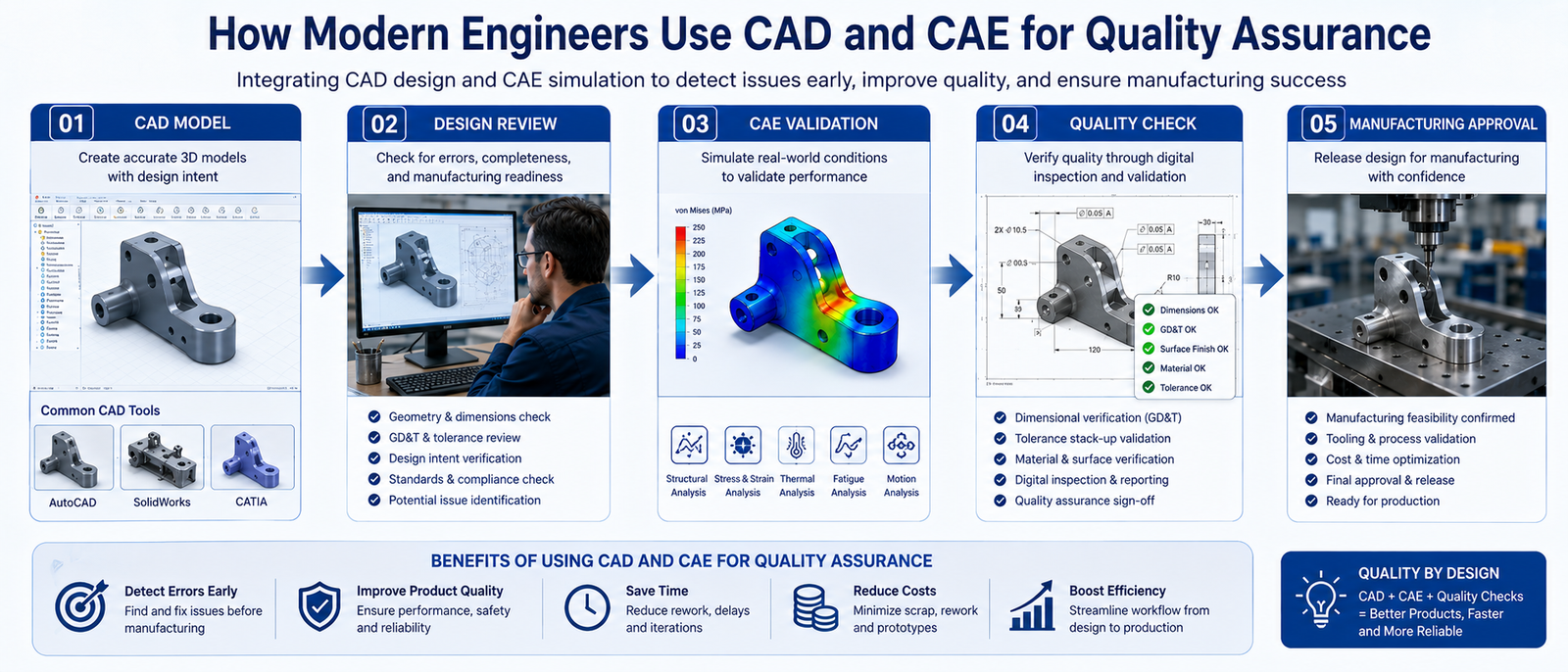 How Modern Engineers Use CAD and CAE for Quality Assurance