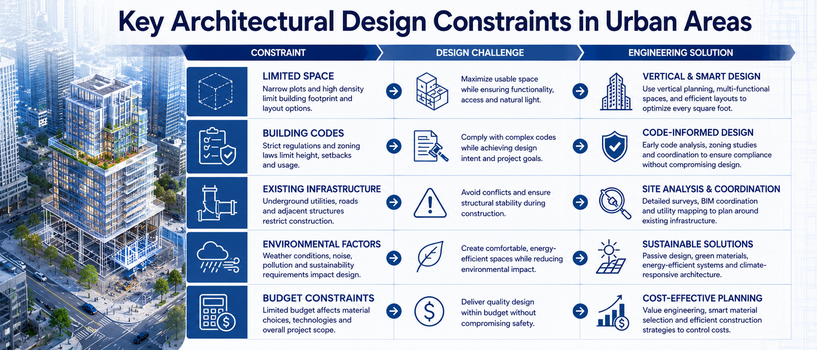 Key Architectural Design Constraints in Urban Areas